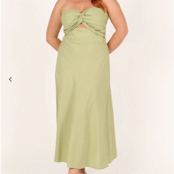 Petal and Pup Rosetta Strapless Midi Dress Green - Picture 1 of 3